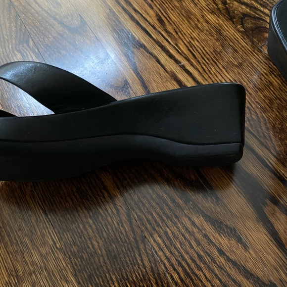 Nine West Black Leather Wedge Sandals (6.5 US) - Picture 7 of 7